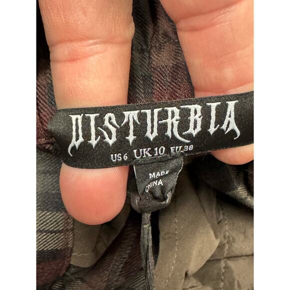 Disturbia Kalma Check Tie Belt Tapered Trouser Pant Womens Size 6 New Plaid - Picture 10 of 10